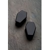 Pierced Owl Natural Obsidian Stone Black Coffin Shaped Double Flared