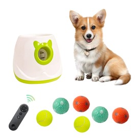 ptlsy Automatic Dog Ball Launcher Interactive Puppy Pet Ball Indoor Thrower Machine for Small and Medium Size Dogs, 3 Balls Included (2 inch) (White2, Remote)