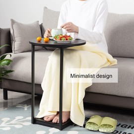 DCLRN Small End Table,c Table End Table for Sofa,Round Coffee Table is Suitable for Living Room and Bedroom.(Black)