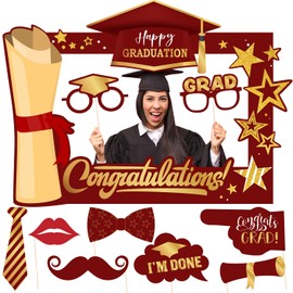 Maroon Graduation Decorations Class of 2024 Photo Booth Props Maroon Congratulations Graduation Frame and Photo Props for Graduation Party Supplies