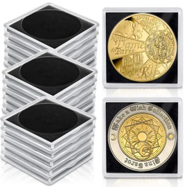 24 Pcs Silver Dollar Coin Holder for Collectors, Plastic Coin Holders, Half Dollar Coin Holder, Coin Collection Supplies, Dollar Coin Holder with 5 Size Adjustable Gaskets for Coin Protectors (4)