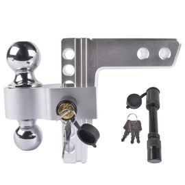 Aluminum Adjustable Trailer Hitch Fits 2" Receiver, 6" Drop/Rise Drop Hitch, 12500 LBS, Ball Mount, 2" and 2-5/16" Dual Towing Ball w/Double Locks Vahaha