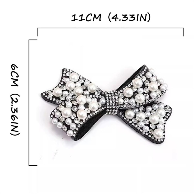 2 Pcs Pearl Bow Shoe Clips DIY Rhinestone Shoe Clips