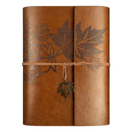 Qefuna PU Leather Notebook A5, Vintage Ring Binder Refillable Notebook, Travel Diary Diary, Ring Binder Sketchbook Notebook (Brown)
