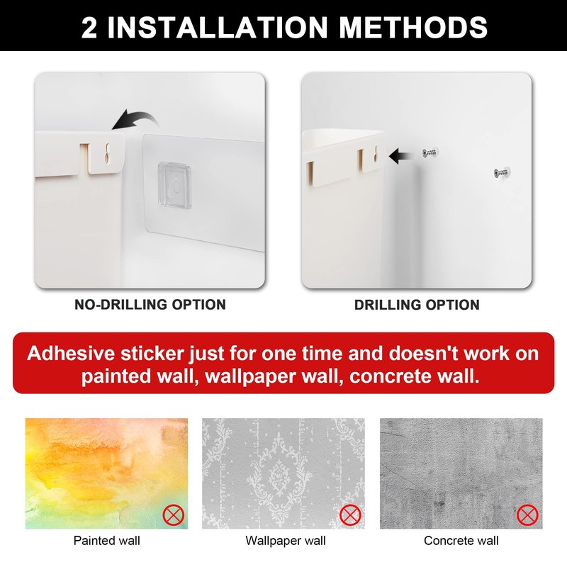 YOHOM No Drilling File Holder Wall Mails Magazines Organizer Adhesive