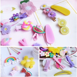 56 Piezas Horquillas Pelo Niña, Broches Cabello Niña, Pelo Niña Bebe Regalo para el Pelo Pasadores Accesorios Flores de Caramelo Frutas Arcoíris Lindas Pinzas para el Pelo para Niñas para el Cabello para Pinza Pelo Hair Clips
