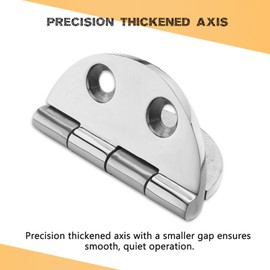 Heavy Duty Marine Boat Hatch Hinges, 316 Stainless Steel, 2.5-Inch Round Hinges for Cabinet Door with Screws (2-Pack)