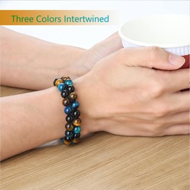 Pulsera de Piedras Naturales, Pulsera de 8 mm con Cuerda Trenzada y Piedra natural. Pulseras para Mujer y Hombres Ideal para yoga, meditacion y relajacion