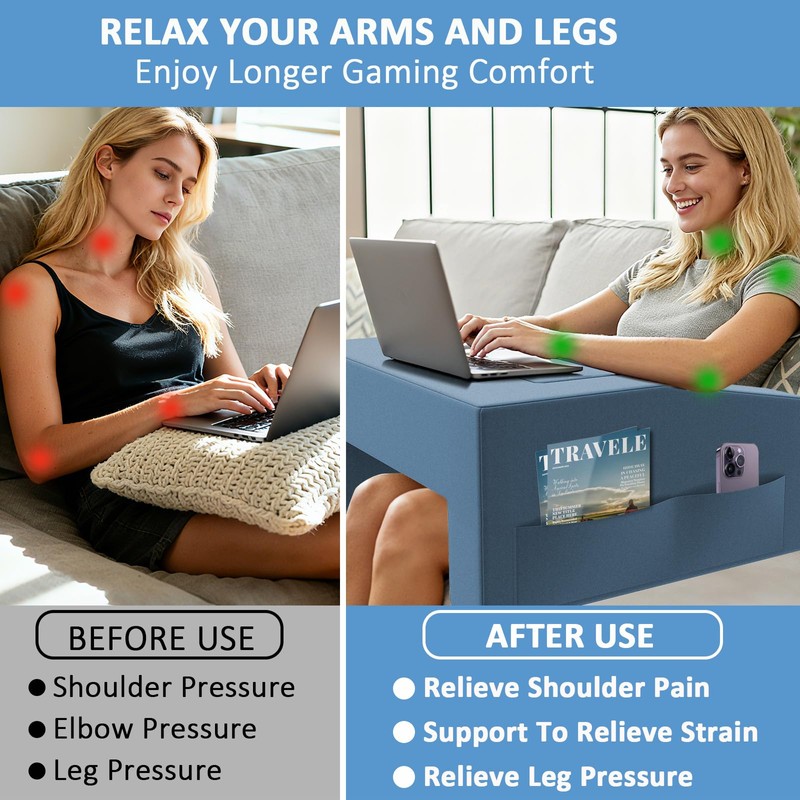 Machine Washable Lap Desk Pillow with Removable Cover Adjustable Angle