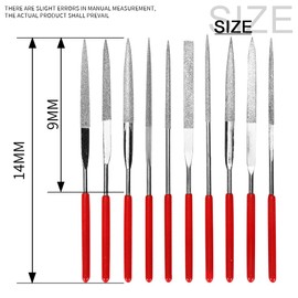 SI FANG Small Diamond Needle File Set 140mm x 3mm, 10 Kinds of Mini Needle Files Mixed Style Set, Precision Diamond Coated Miniature & Model Files, for Metal Wood Jewelry Stone Wood Carving Craft