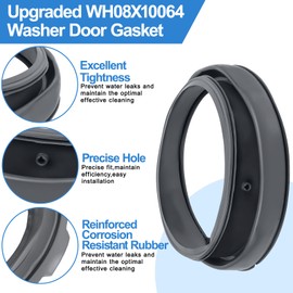 Upgraded WH08X10064 Washer Door Boot Seal Compatible with GE Washer Door Seal Front Load Washer Door Boot Rubber Seal Replacement GFWH1400D0WW, GFWH1300D0WW, GFWN1100D0WW, GFWH1405D0MS Door Gasket