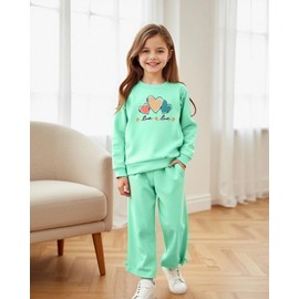 LKUSJMIS Toddler Girl Clothes 5T 6T Little Kids Clothes Pink Long Sleeve Sweatshirt Wide Leg Pants Gifts 2 Pieces Girls Fall Outfits Size 5 6 Year Old