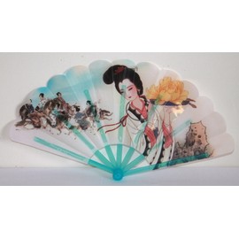 AAF Nommel® Summer Hand Fan Plastic PVC Set of 12 3 Assorted Geisha Design Model 600
