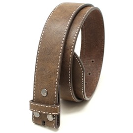 BC Belts Leather Belt Strap with Vintage Distressed Texture and Colored Stitching 1.5" Wide with Snaps (Brown/White-M)