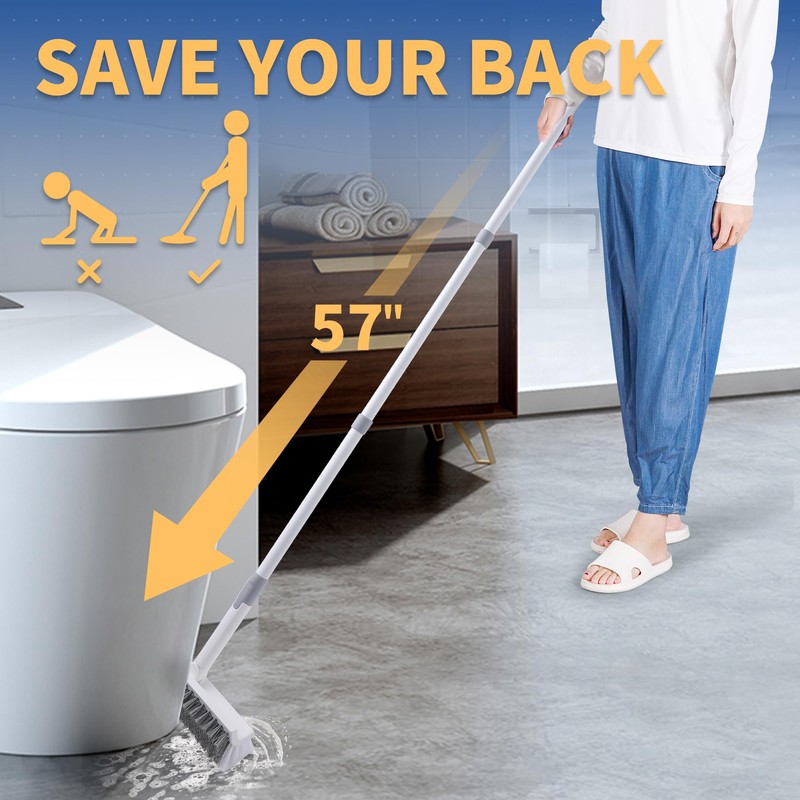 BOOMJOY Grout Brush with Long Handle, 57" Grout Cleaner for