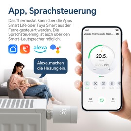 Beok Smart Home Radiator Thermostat, WLAN Heating Thermostat Heater, Digital WiFi Heating Controller, Control via Tuya App, Google Assistant & Alexa TRV-804