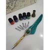 LSFCHYBY Gemstone Quill Pen and Ink Set,Feather Pen Ink Set,