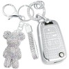 Rayslesan Cute Key Fob Cover with Rhinestone Bear Charm, Bling