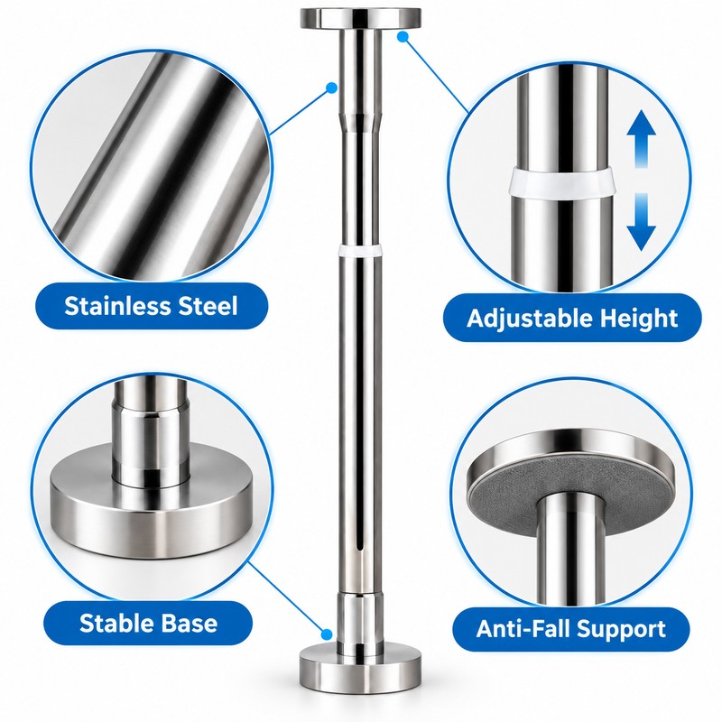 Adjustable Stainless Steel Support Rod for Cabinets and Furniture –