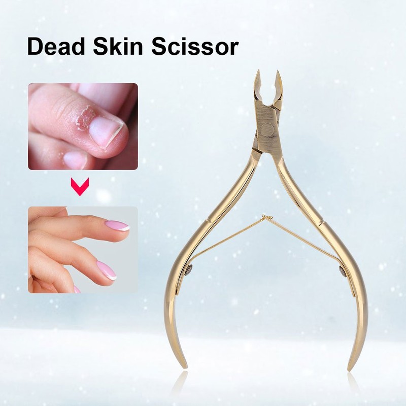 Professional Cuticle Nippers, Dead Skin Scissors, Stainless Steel Cuticle Gold