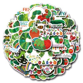 55pcs The Very Hungry Caterpillar Stickers Cute Aesthetic Cartoon Stickers for Kids Teens,Funny Insect Waterproof Decals for Water Bottles Laptops Skateboard Journals Suitcase