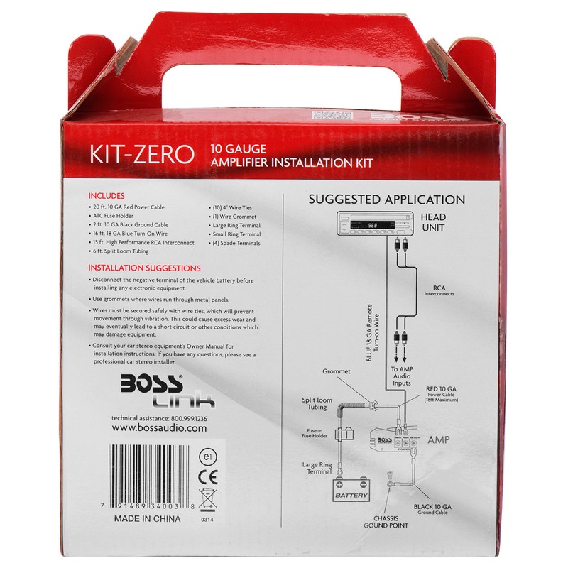 BOSS Audio KIT-Zero 10 Gauge Amplifier Installation Kit