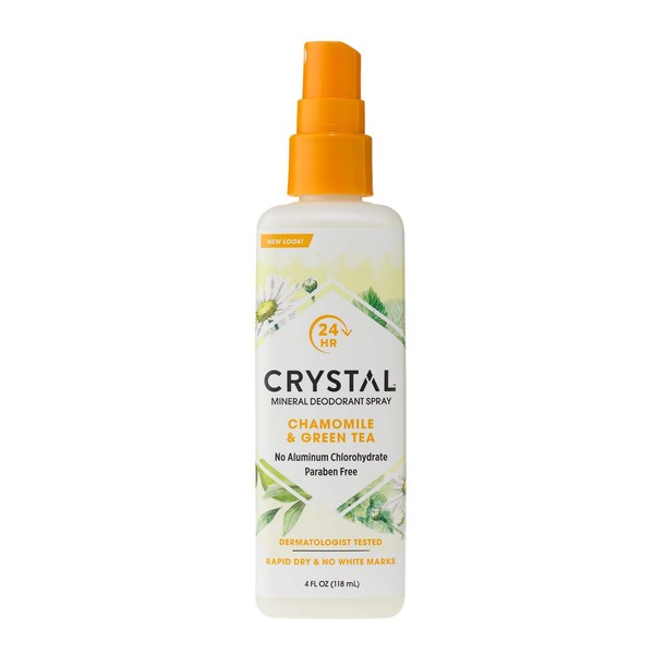 Crystal Essence Mineral Deodorant Spray, Chamomile & Green Tea 4 oz (Pack of 12)