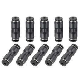 sourcing map 8 Pcs Push to Connect Fittings 1/8 Inch Tube OD Pneumatic Quick Connector Straight Union Tube Fitting for Water Oil Gas Air Hose Line Pipe, Black