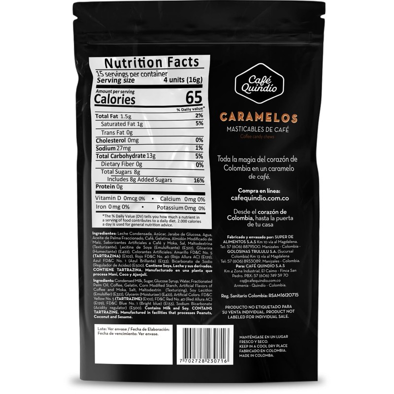 Cafe Quindio Chewy Coffee Caramels 8.5 oz Bag (240g) -