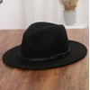 ericotry Wide Brim Fedora Hat Classic Black Belt Buckle Felt