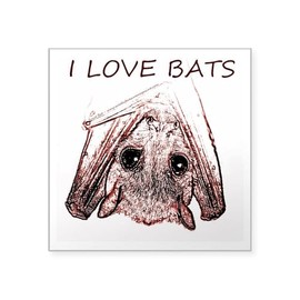 CafePress I Love Bats Square Sticker 3 X 3 Square Bumper Sticker Car Decal