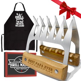 Papa Gifts, Papa Christmas Meat Claw Gifts from Grandkids, Meat Shredder Claws for Pork, Chicken BBQ Smoker Accessories, Papa Birthday Gift for Outdoor Indoor Cooking Fathers Day New Year Party