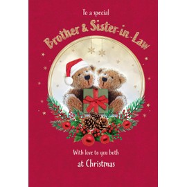 Piccadilly Greetings Christmas Card, Couple Brother & Sister In Law, 2 Teddies - 9 x 6 inches