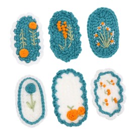 CORHAD 6pcs Knitted Flower Brooch Accessories for Headdresses Handmade Charming Floral Ornaments Lightweight for Creative Family Activities and Unique