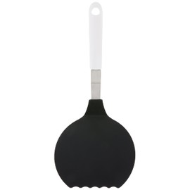 FACKELMANN Omelette Turner 34.5 cm ARCADALINA, Crepe Spatula with Practical Handle, Pancake Turner for Coated Pots and Pans (Colour: White/Black), Quantity: 1 Piece