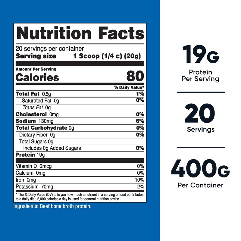 Nutricost Beef Bone Broth Protein Powder Unflavored (20 Servings) -