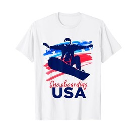 Snowboarding USA Support the Team Tshirt USA Flag Snowboard T-Shirt for Women Kids Men