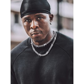 Bandmax Men's Curb Chain Cuban Necklace Stainless Steel 9 mm Wide Thorn Curb Chain Hip-Hop Chain Punk Gothic Jewellery Accessories Chain 40 cm to 55 cm, Stainless Steel, No Gemstone