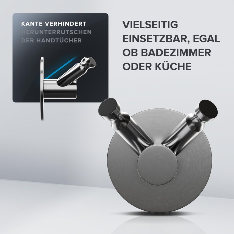 ovimar Hjelm Multifunctional Hook, No Drilling, Stainless Steel, Silver, for