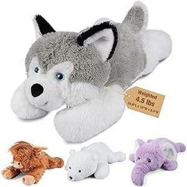 22" & 4.5 lbs Highland Cow Weighted Stuffed Animal, Cuddly & Soft Kids' Plush Toy Pillows for Companion, Large Plushies with Removable Ceramsite Bag, Gifts for Adults, Kids, Boys and Girl |   stitch |   stitch stuff |   weighted stuffed animal:_Husky