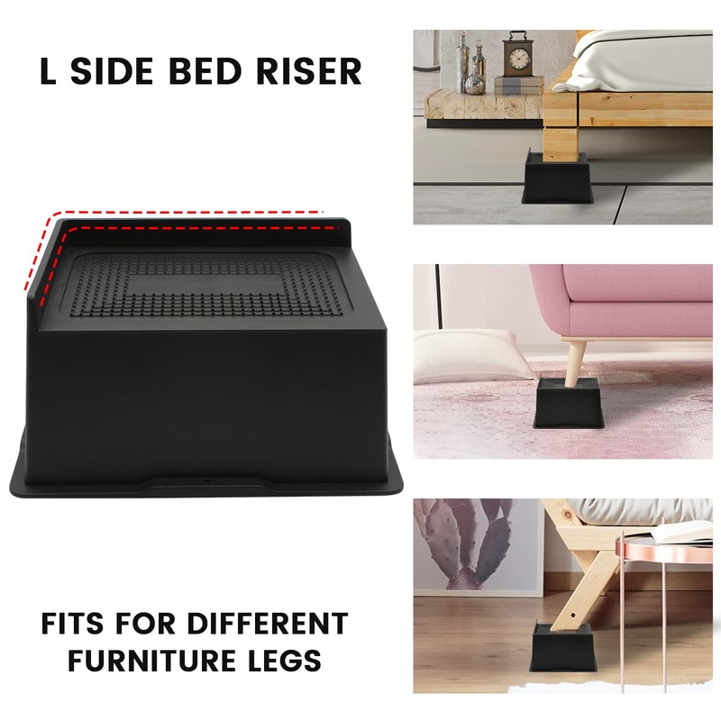 MYMULIKE Bed Risers 4 Inch Heavy Duty, Oversized Furnitures Risers