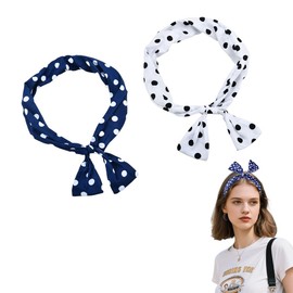 Vintage Polka Dot Hair Accessories Modern Knotted Headbands for Girls Women Polka Dots Headband Costume for Party Headband Non Slip Soft Navy Blue Headbands for Girls Women Preppy Head Bands 2 Pcs