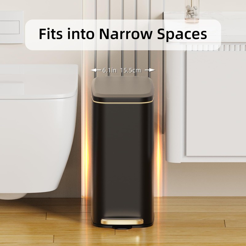 KSSKSS Small Bathroom Trash Can with Lid Soft Close, Step