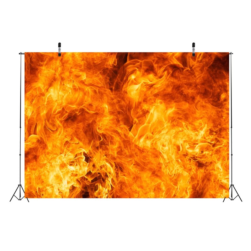 CORFOTO Fabric 7x5ft Fire Backdrop Theme Photography Burning Flame Bonfire