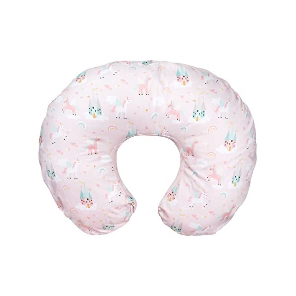 Boppy Nursing Pillow Cover—Original | Pink Unicorns and Castles | Cotton Blend Fabric | Fits Boppy Bare Naked, Original and Luxe Breastfeeding Pillow | Awake Time Only