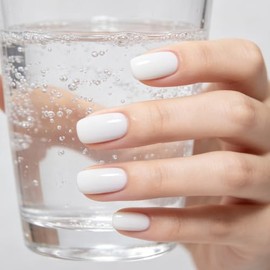 Uñas postizas blancas cortas cuadradas – 32 piezas de uñas acrílicas blancas reutilizables para manicura casera diaria y de salón, Uñas Acrílicas Post