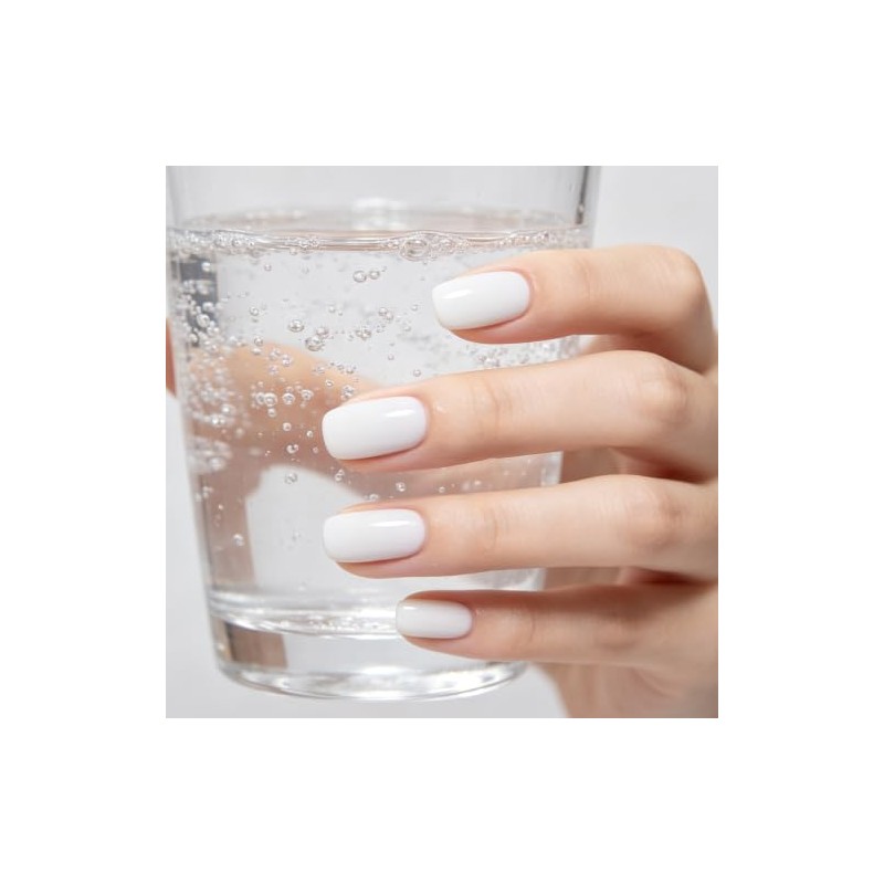 Uñas postizas blancas cortas cuadradas – 32 piezas de uñas