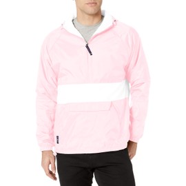 Charles River Apparel womens & Water-resistant Pullover Rain (Reg/Ext Sizes) Windbreaker Jacket, Pink/White, Small US