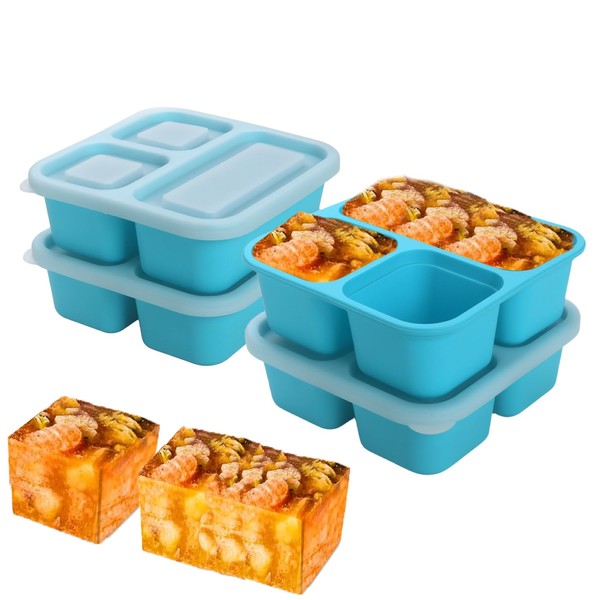 BECOKIT BPA-Free Silicone Freezer Molds, Leak Proof Stackable,1/2-Cup and 1-Cup