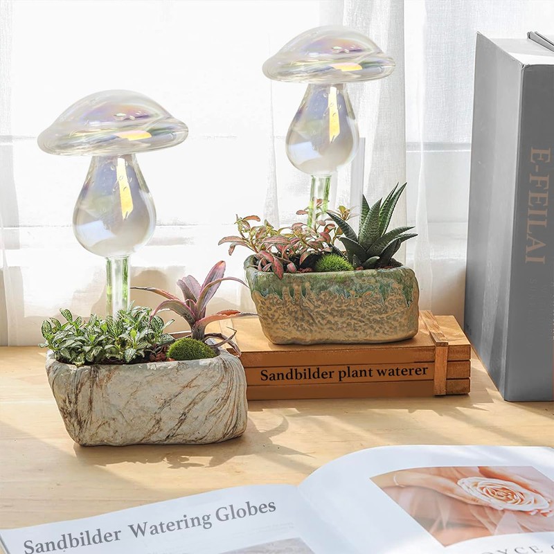E-feilai Glass Plant Watering Bulbs for Gift, Mushroom Plant waterer,